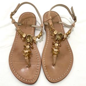 CORCIONE Handmade Italian Leather and Jeweled Sandals